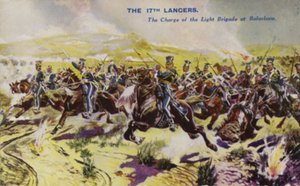 Les 17e Lanciers à la charge de la brigade légère, bataille de Balaklava, guerre de Crimée, 1854