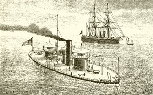 Le navire de guerre américain à double tourelle Miantonoma et cuirassé - English School