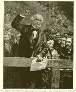 Les Atrocités Arméniennes : M. Gladstone Dénonçant le Sultan lors de la Réunion à Liverpool - English School