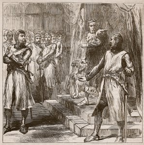 Révolte des barons contre le roi, illustration de Cassells Illustrated History of England - English School