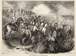La bataille de Ferozeshah, illustration de Cassells Illustrated History of England - English School
