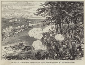 La bataille de Karahassankoi, infanterie turque prenant la position russe dans un cimetière bulgare