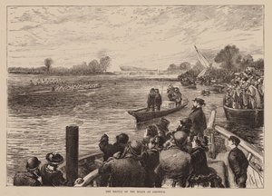 La bataille des bateaux à Chiswick (gravure) - English School
