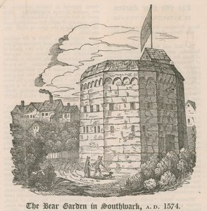 Le Bear Garden à Southwark, Londres, en 1574