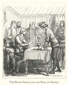 Le Prince Noir et le Roi de France (gravure) - English School