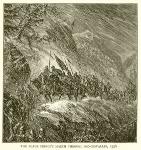 La marche du Prince Noir à travers Roncesvalles, 1356 - English School