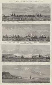 La flotte britannique dans les Dardanelles (gravure) - English School