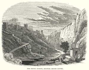 Le Torrent du Cédron, montrant le Mont des Oliviers (gravure) - English School
