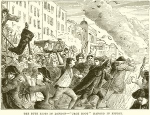 Les émeutes de Bute à Londres - Jack Boot pendu en effigie - English School