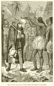 Le cacique plaçant une couronne sur la tête de Colomb - English School