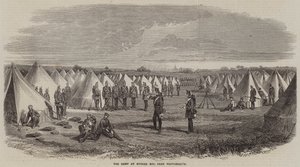 Le camp à Stokes Bay, près de Portsmouth (gravure)