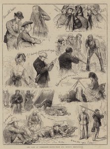 Le camp à Wimbledon, feuilles du carnet de croquis de notre artiste - English School