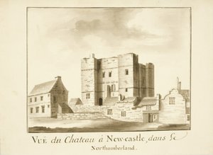 Le château, Newcastle upon Tyne (encre et crayon sur papier) - English School