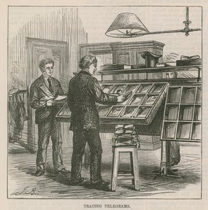 Établissement télégraphique du bureau de poste central : traçage des télégrammes - English School