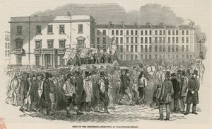 La réunion chartiste sur Kennington Common en 1848, partie de la procession - esquissée à Blackfriars Bridge - English School