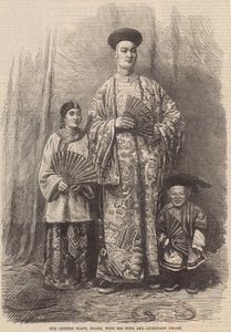 Le géant chinois, Chang, avec sa femme et son nain assistant