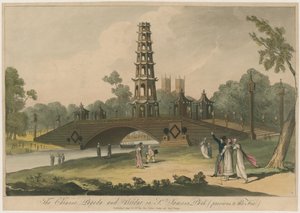 La pagode chinoise et le pont dans le parc St James (avant l