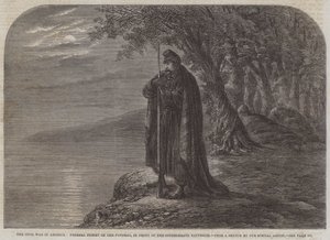 La guerre civile en Amérique, piquet fédéral sur le Potomac, devant les batteries confédérées (gravure)