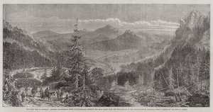 La guerre civile en Amérique, le corps du général Longstreet (Confédérés) traversant le Blue Ridge de la Shenandoah au Rappahannock, Virginie - English School