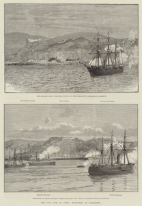 La guerre civile au Chili, hostilités à Valparaiso (gravure) - English School
