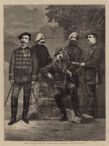 La guerre civile en Espagne, Don Carlos et son état-major (gravure) - English School
