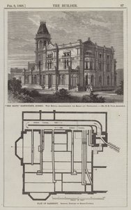 "The Cliff," Eastbourne, Sussex, avec arrangements spéciaux pour la fumée et la ventilation (gravure) - English School