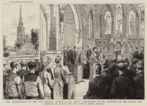 La consécration de la nouvelle église anglaise de St Alban, Copenhague, en présence du prince et de la princesse de Galles et de la famille royale danoise - English School