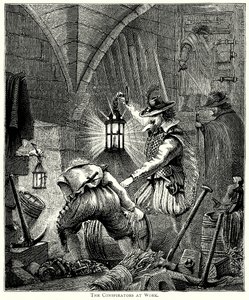 Les conspirateurs au travail (gravure) - English School