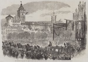 Le couronnement du roi et de la reine de Prusse, entrée à Königsberg, le carrosse de la reine dans la procession - English School