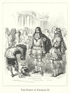 La cour de Charles II (gravure) - English School