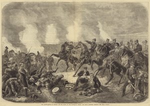 Le prince héritier de Prusse et son état-major à la bataille de Worth, son altesse royale ordonnant la charge finale (gravure) - English School