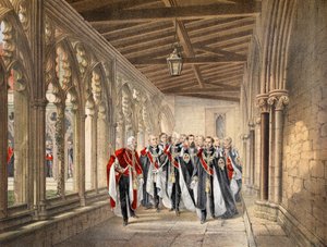 Le cloître du doyen, Windsor, 10 mars 1863, de A Memorial of the Marriage of Edward VII and Alexandra of Denmark, pub. 1864 - English School