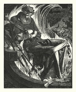 La mort du roi Warwolf (gravure) - English School