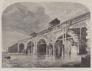 La démolition du vieux pont de Westminster - English School