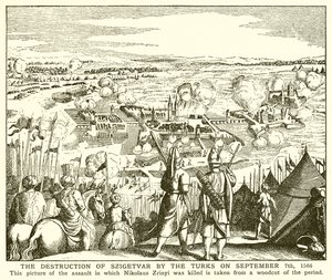 La destruction de Szigetvár par les Turcs le 7 septembre 1566 - English School