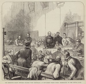 Les officiers de police détectives accusés de conspiration, au tribunal de Bow-Street, examen du condamné Kurr - English School