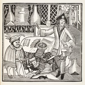 Le diable sur deux bâtons ou la ville déchaînée, illustration de Chap-books du XVIIIe siècle par John Ashton, pub. 1882