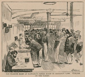 Le marché aux diamants au Raffaells Coffee House à Petticoat Lane - English School