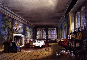 La salle à manger, maison Cotehele, vers 1830-40 - English School