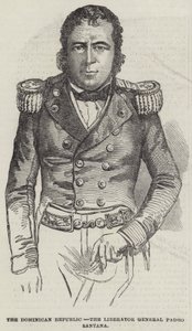 La République dominicaine, le libérateur général Pedro Santana (gravure) - English School