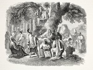 Les druides, ou la conversion des Bretons au christianisme par Bran et ses disciples, publié au 19ème siècle (gravure sur acier) - English School