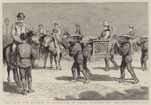 Le duc et la duchesse de Connaught au Japon, départ pour le lac Chiuzenjii - English School