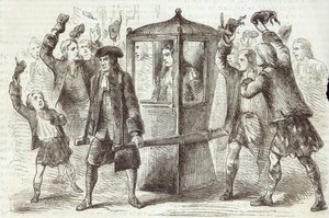 Le duc de Hamilton se rendant à la Chambre du Parlement écossais - English School