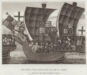 Le comte de Buckingham envoyé avec une armée pour assister le duc de Bretagne - English School