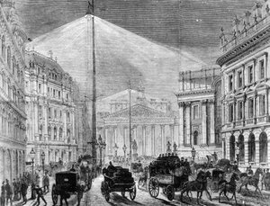 La lumière électrique à Mansion House, de The Illustrated London News, 1881 - English School