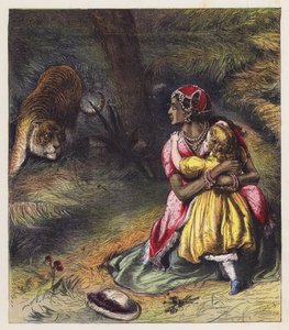 La fille anglaise et son ayah (lithographie en couleur)