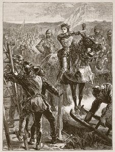 Les Anglais devant Harfleur, illustration de Cassells Illustrated History of England - English School
