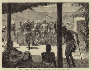 La famine au Bengale, arrivée des secours dans un village en détresse - English School