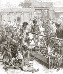 La famine en Inde : Les indigènes attendant de l