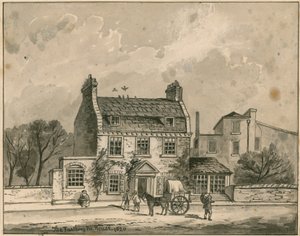 The Farthing Pie House, Londres, dessin original daté de 1820 - English School
